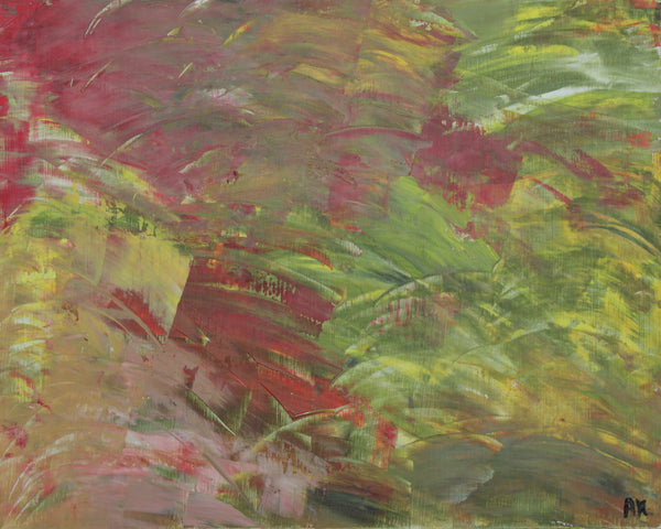 Spring Meadow - Abstract Landscape Painting on Masonite Board