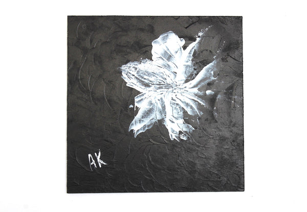 Energy Inspiration white flower in bloom acrylic painting  on masonite board Anais Art Shoppe 