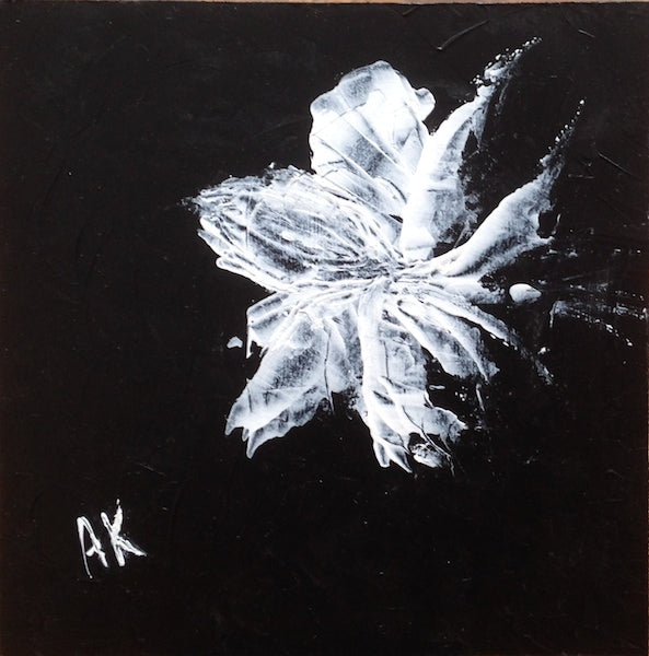 White flower painting inspirational energy white flower in bloom acrylic painting on masonite board Anais Art Shoppe 