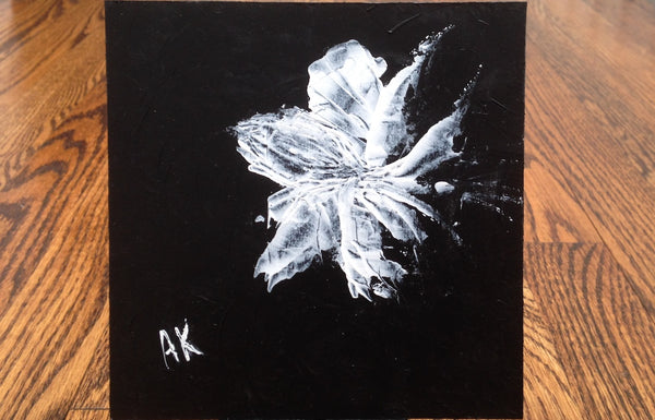 What Flower painting inspirational energy white flower in bloom acrylic painting on masonite board Anais Art Shoppe 