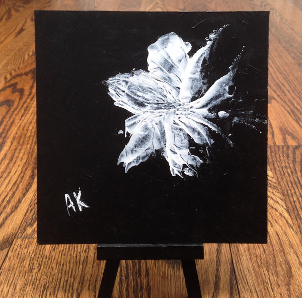 Flower painting inspirational energy white flower in bloom acrylic painting on masonite board Anais Art Shoppe 