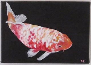 Koi fish painting, original acrylic painting, Anais Art Shoppe, San Francisco Japanese Tea Garden, Zen Painting