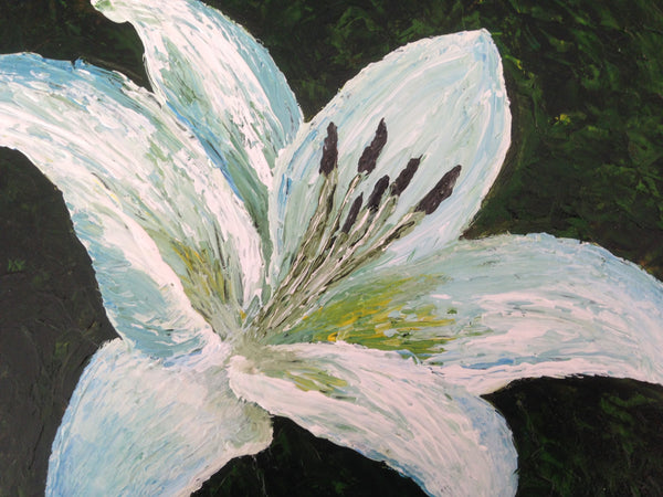 In Bloom ~ White Lily - Acrylic Painting on Masonite Board (10" x 8")