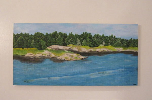 Lake of The Woods - Original Landscape Painting on Wood Plank (24" x 12" x 1")