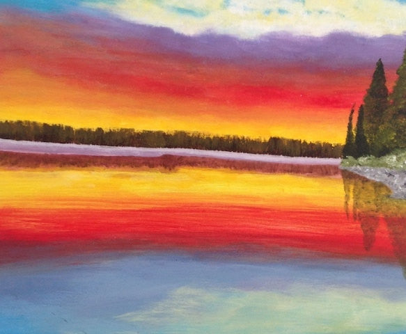 Sun Rise - Original Semi-Abstract Landscape Painting (8" x 12" x 0.3")