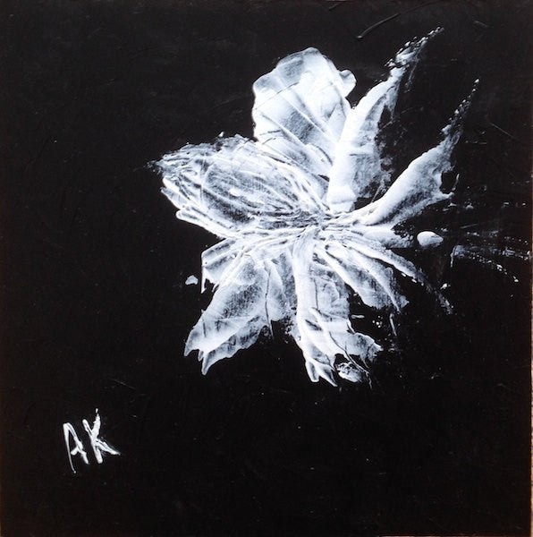 inspirational energy white flower in bloom acrylic painting on masonite board Anais Art Shoppe 