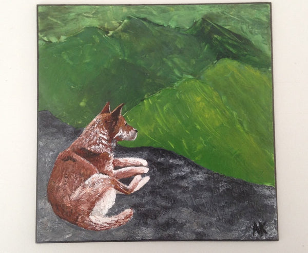 The Lookout - Original Acrylic Wildlife Painting on Masonite Board (6" x 6")