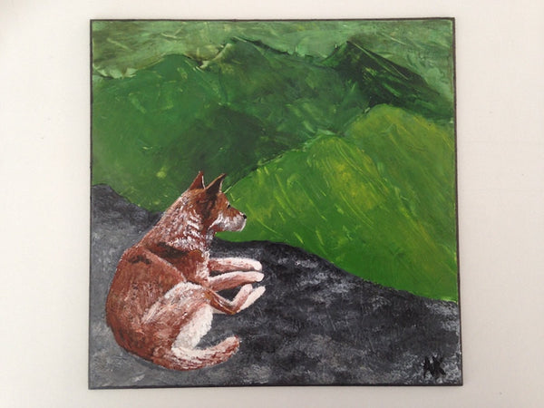 Fox painting, the Lookout original acrylic wildlife painting 