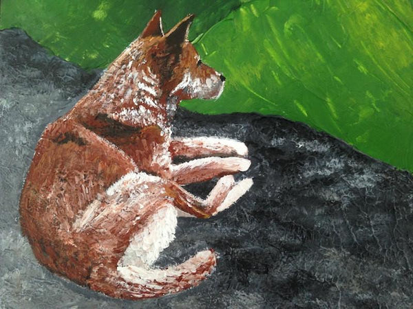 Fox painting, the Lookout original acrylic wildlife painting Anais Art shoppe