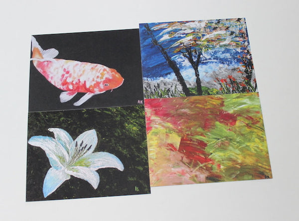 Variety Pack of 4 Art Cards - All purpose blank cards