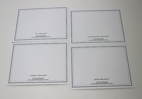 Variety Pack of 4 Art Cards - All purpose blank cards