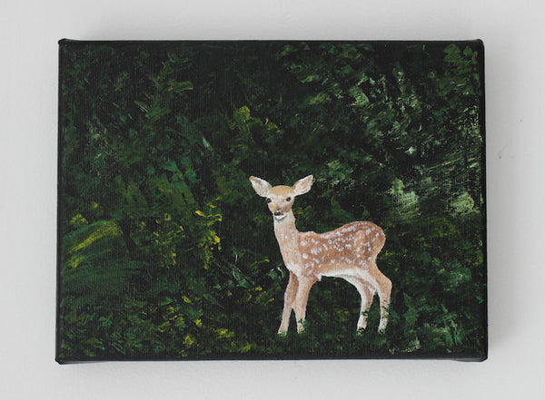 Fawn - Original Wildlife Painting on Canvas (6" x 8" x 1")