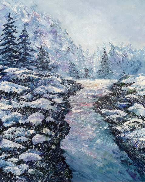 Winters Cheer, Canadian Landscape Painting on Canvas, Anais Art Shoppe, Anais Kreklewich, Winter Wonderland, Home Decor, Wall Art, Wall Hanging